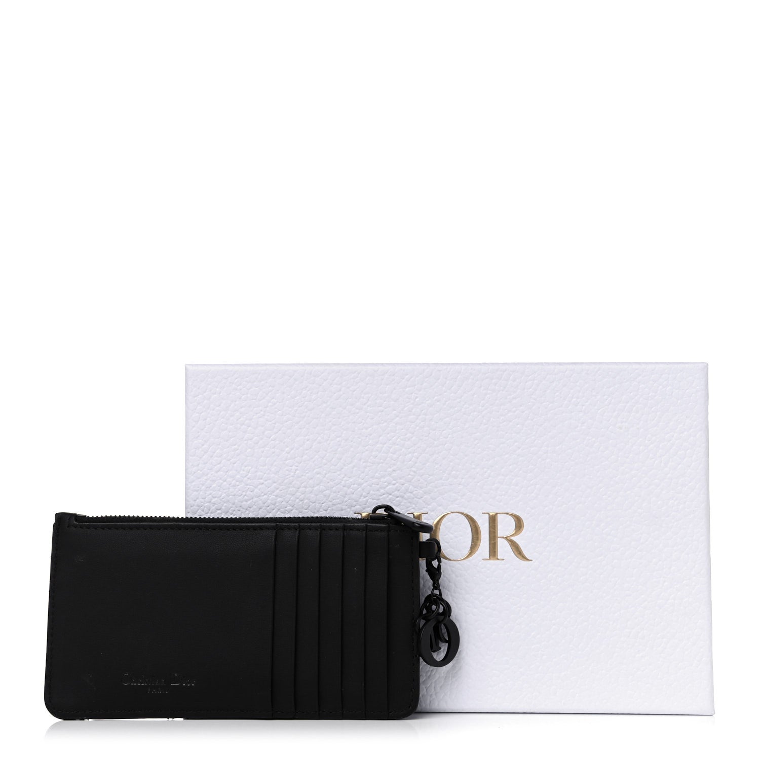 Christian Dior Ultra Matte Lambskin Cannage Small Lady Dior Zip Card Holder Black 10 of 10