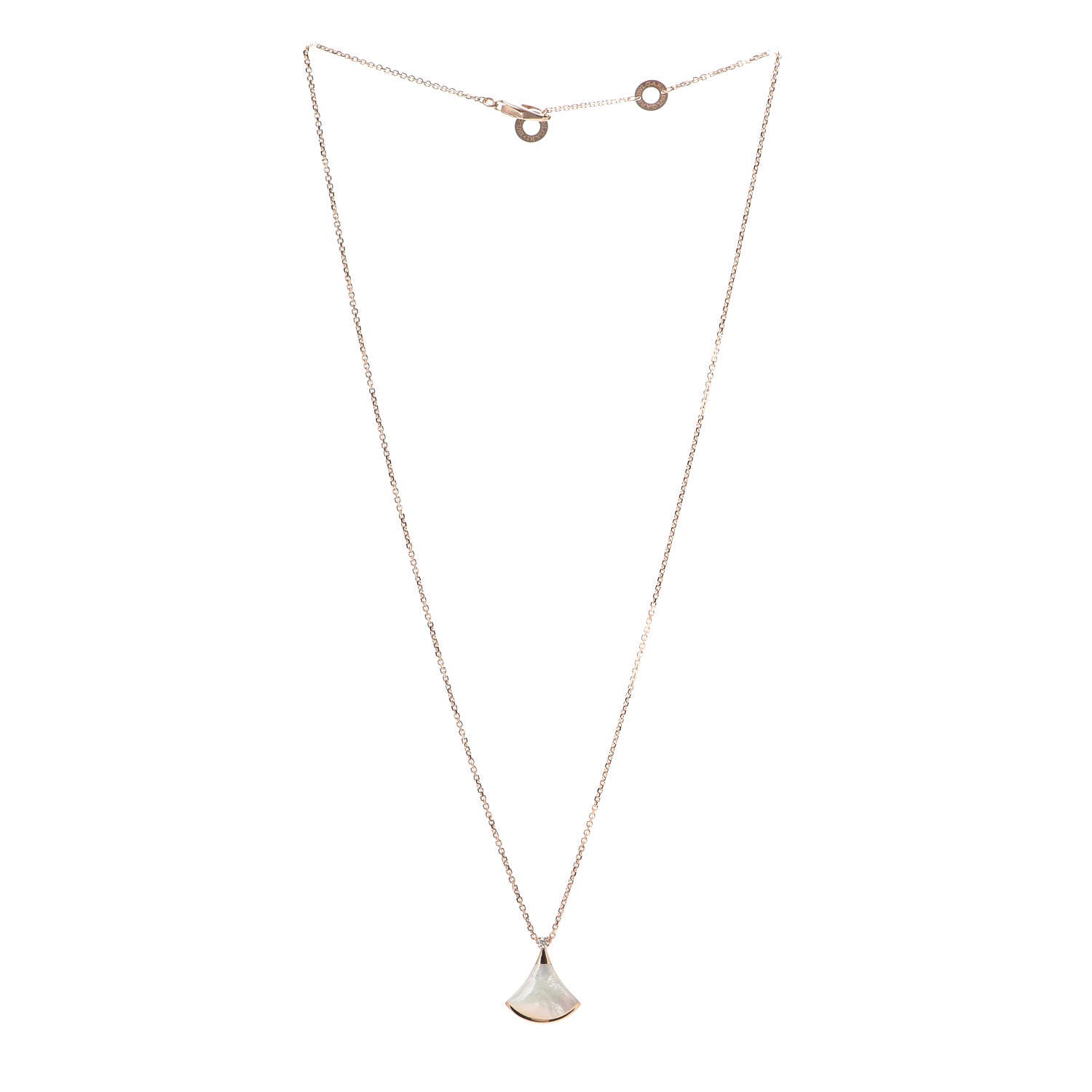 Bulgari 18K Rose Gold Diamond Mother of Pearl Small Divas' Dream Pendant Necklace 3 of 7