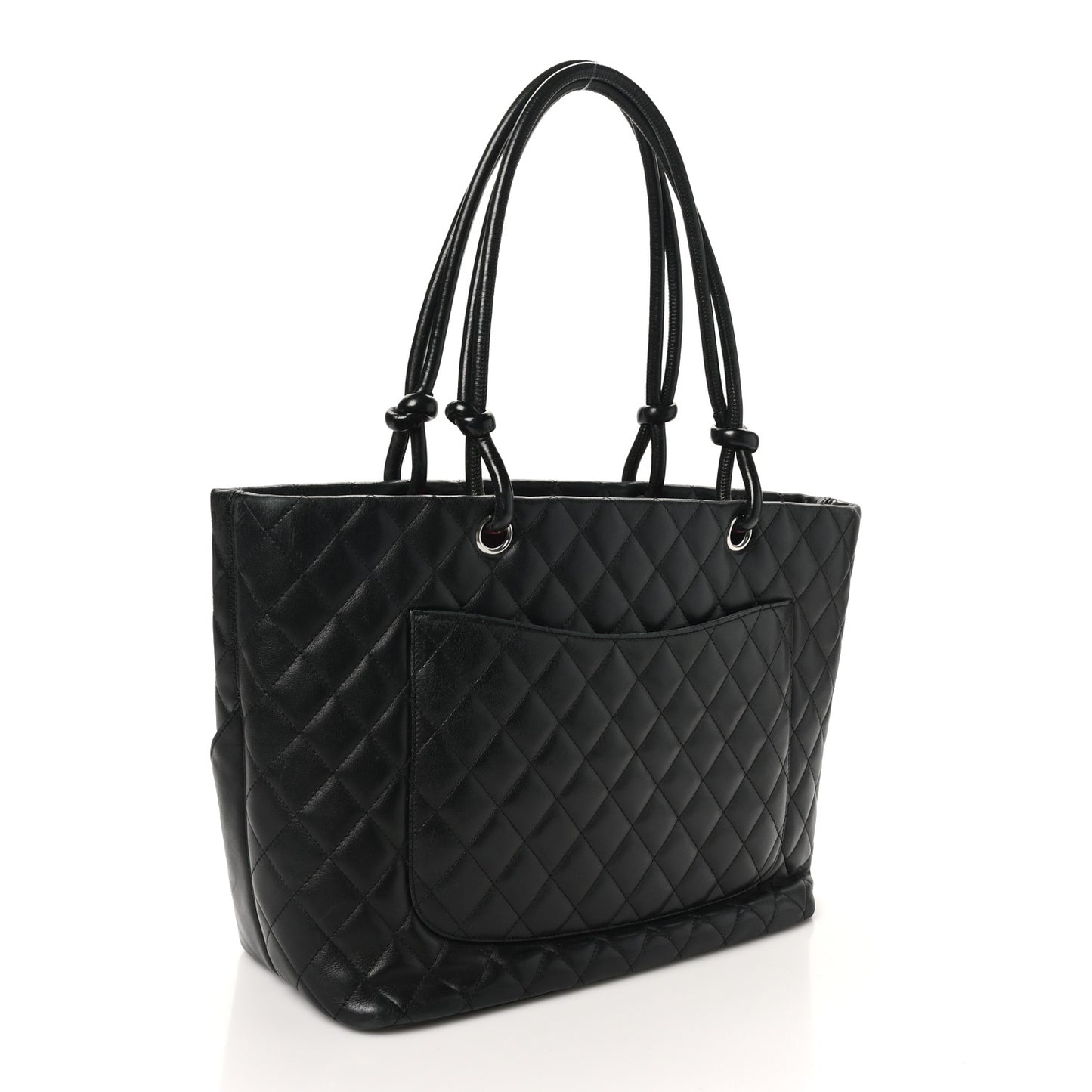 Calfskin Quilted Large Cambon Tote Black