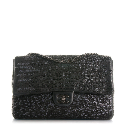 Chanel Sequin Lambskin Jumbo Moonlight on Water Flap Black 1 of 9