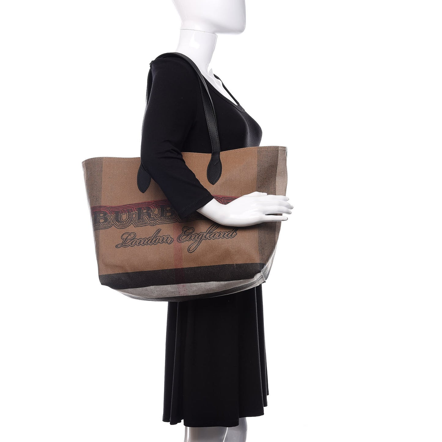 Coated Canvas Mega Check Medium Doodle Tote Black