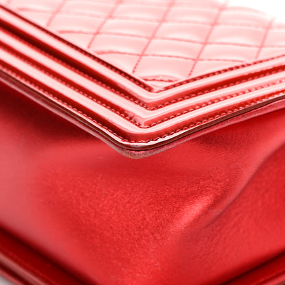 Chanel Metallic Patent Calfskin Quilted Medium Boy Flap Red 11 of 20