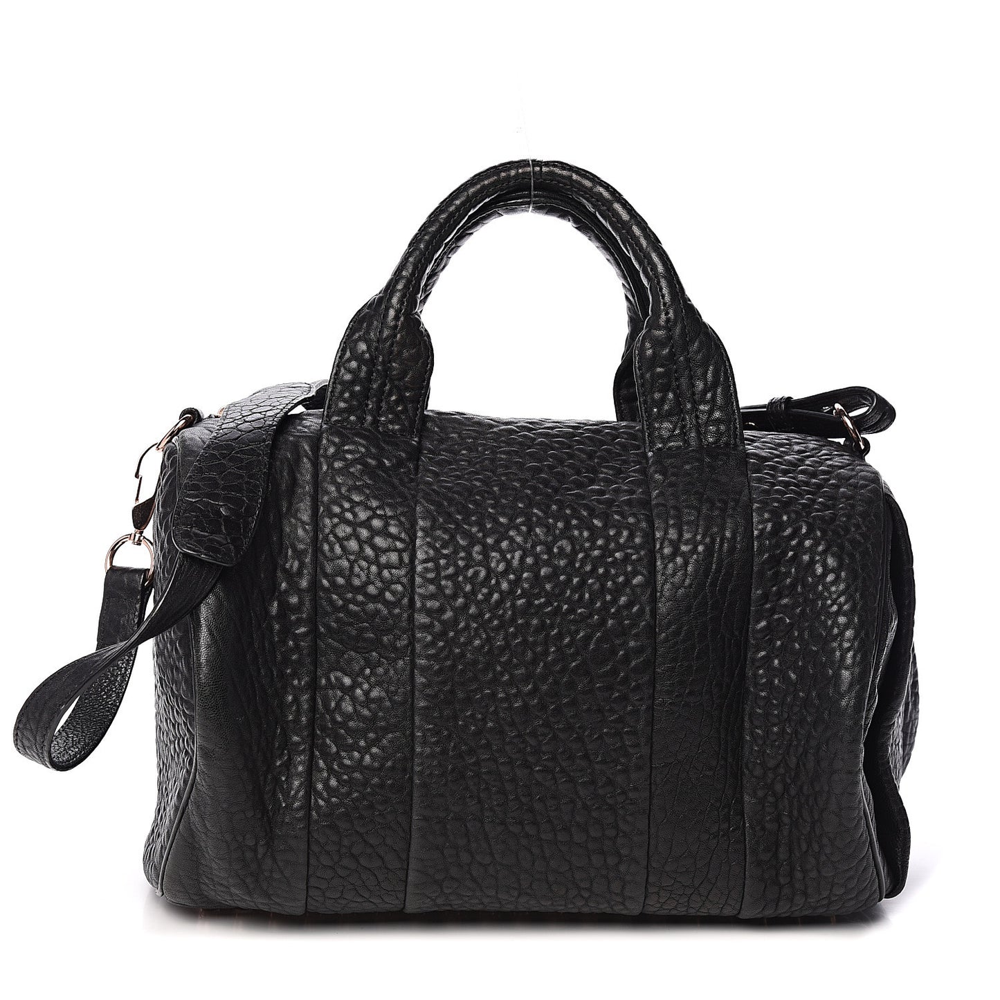 Pebbled Lambskin Rocco Black Rose Gold Hardware