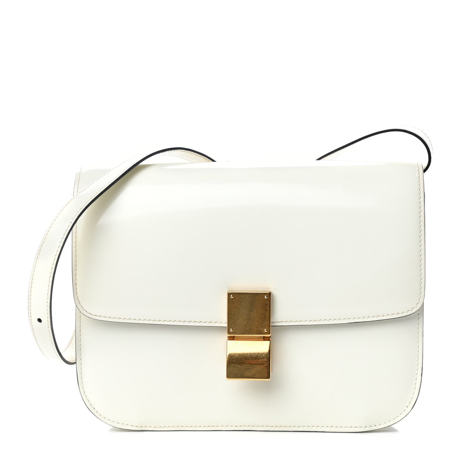 Celine Spazzolato Calfskin Medium Classic Box Flap Bag White 1 of 10