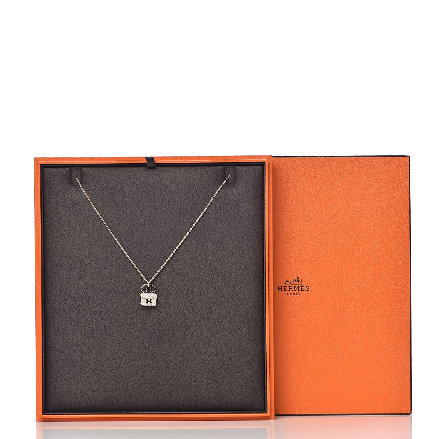 Hermes 18K Rose Gold Diamond Constance Amulette Pendant Necklace 7 of 7