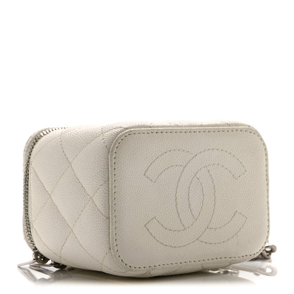 Chanel Caviar Quilted Enamel Coco Mini Vanity Case With Chain White 5 of 11