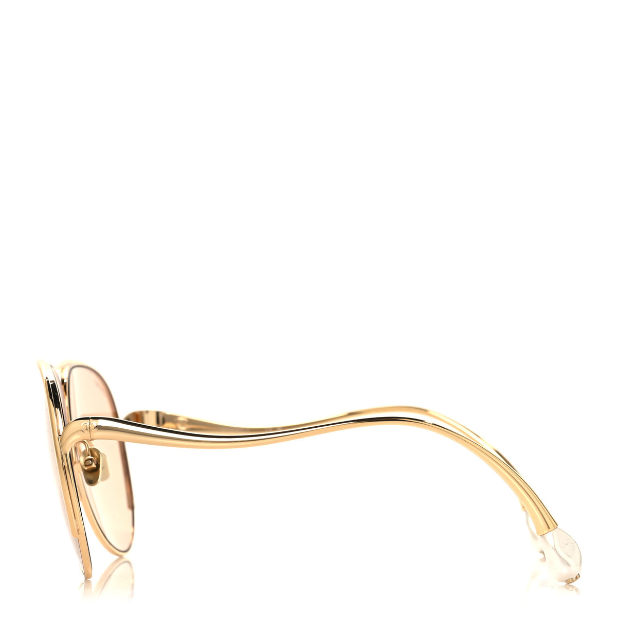 Chanel Metal Pearl Pilot Sunglasses 71790 Gold Brown 3 of 7