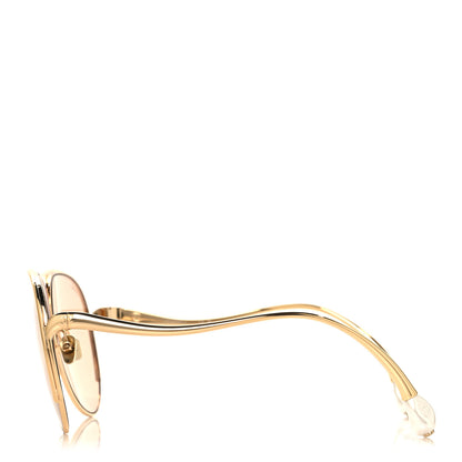 Chanel Metal Pearl Pilot Sunglasses 71790 Gold Brown 3 of 7