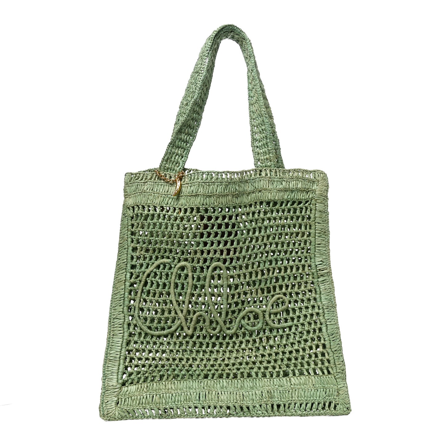 Raffia Summer Banana Tote Tea Leaf Green