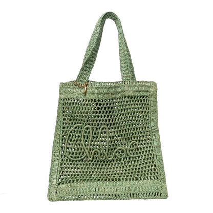 Chloe Raffia Summer Banana Tote Tea Leaf Green 1 of 8