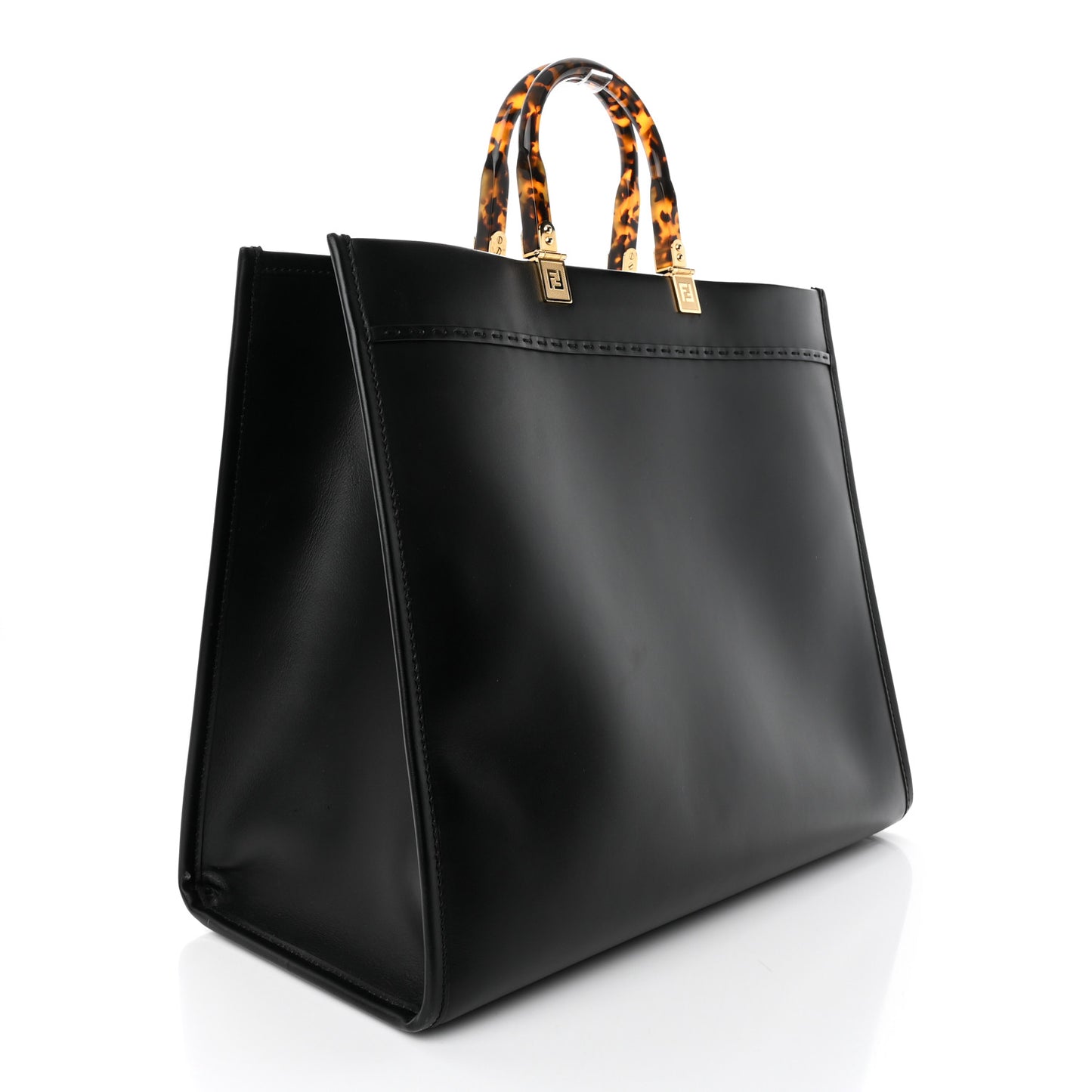 Vitello King Plexiglass Large Fendi Sunshine Shopper Tote Black