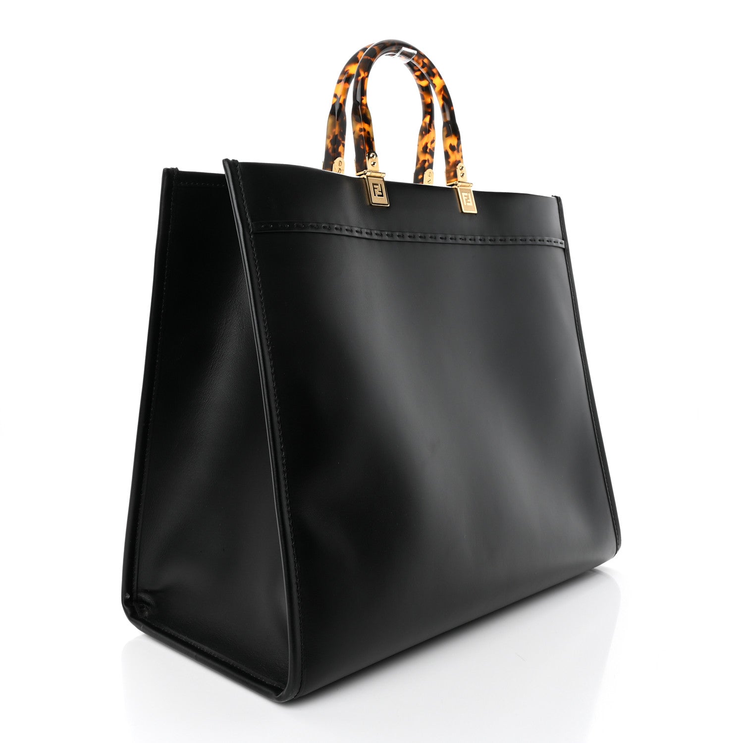 Fendi Vitello King Plexiglass Large Fendi Sunshine Shopper Tote Black 3 of 16
