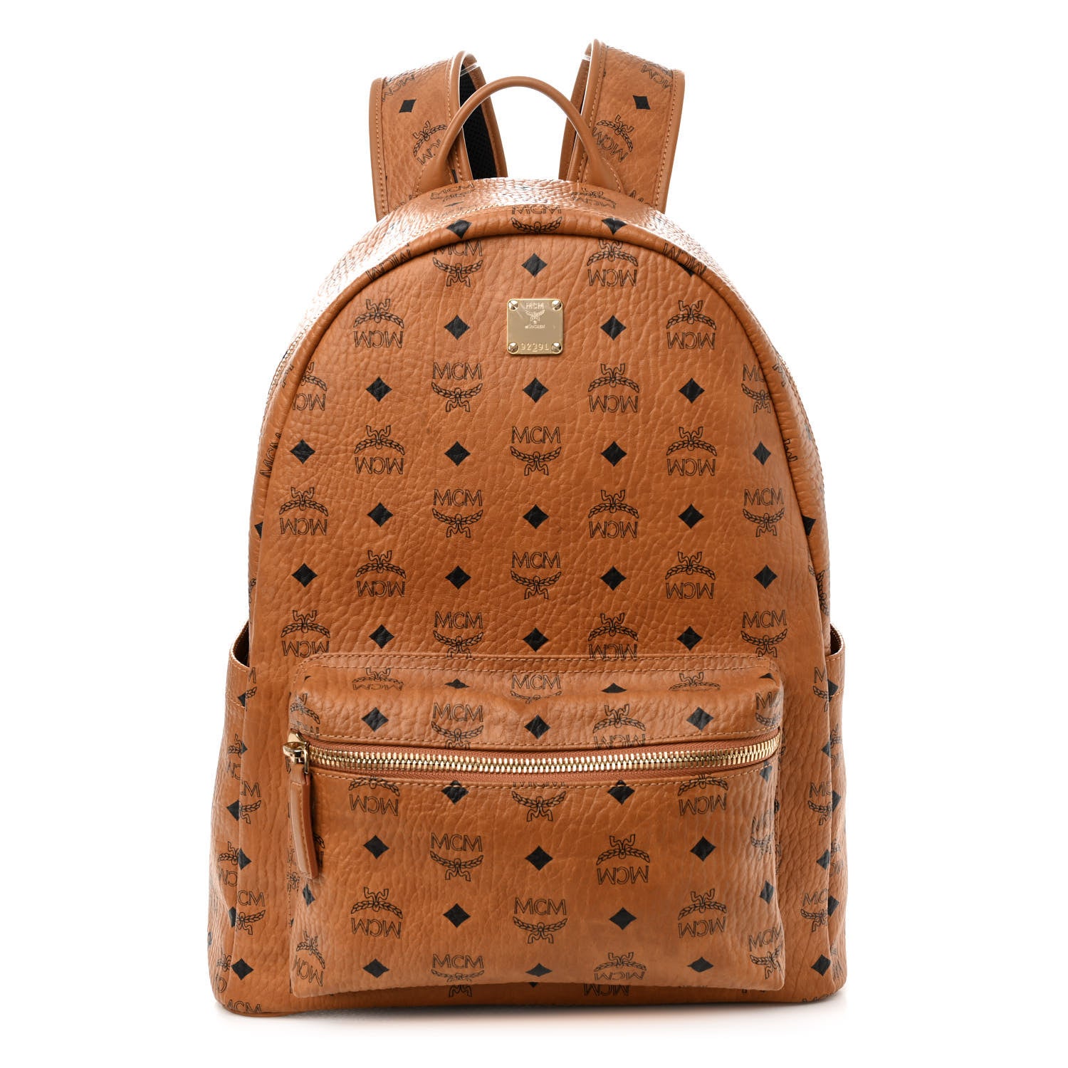MCM Visetos Mens Medium Stark Backpack Cognac 1 of 10