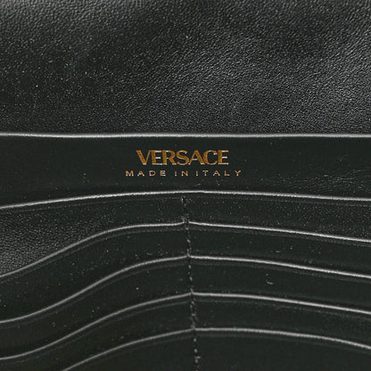 Versace Silk Barocco Printed Quilted Virtus V Chain Flap Shoulder Bag Black Gold 7 of 9