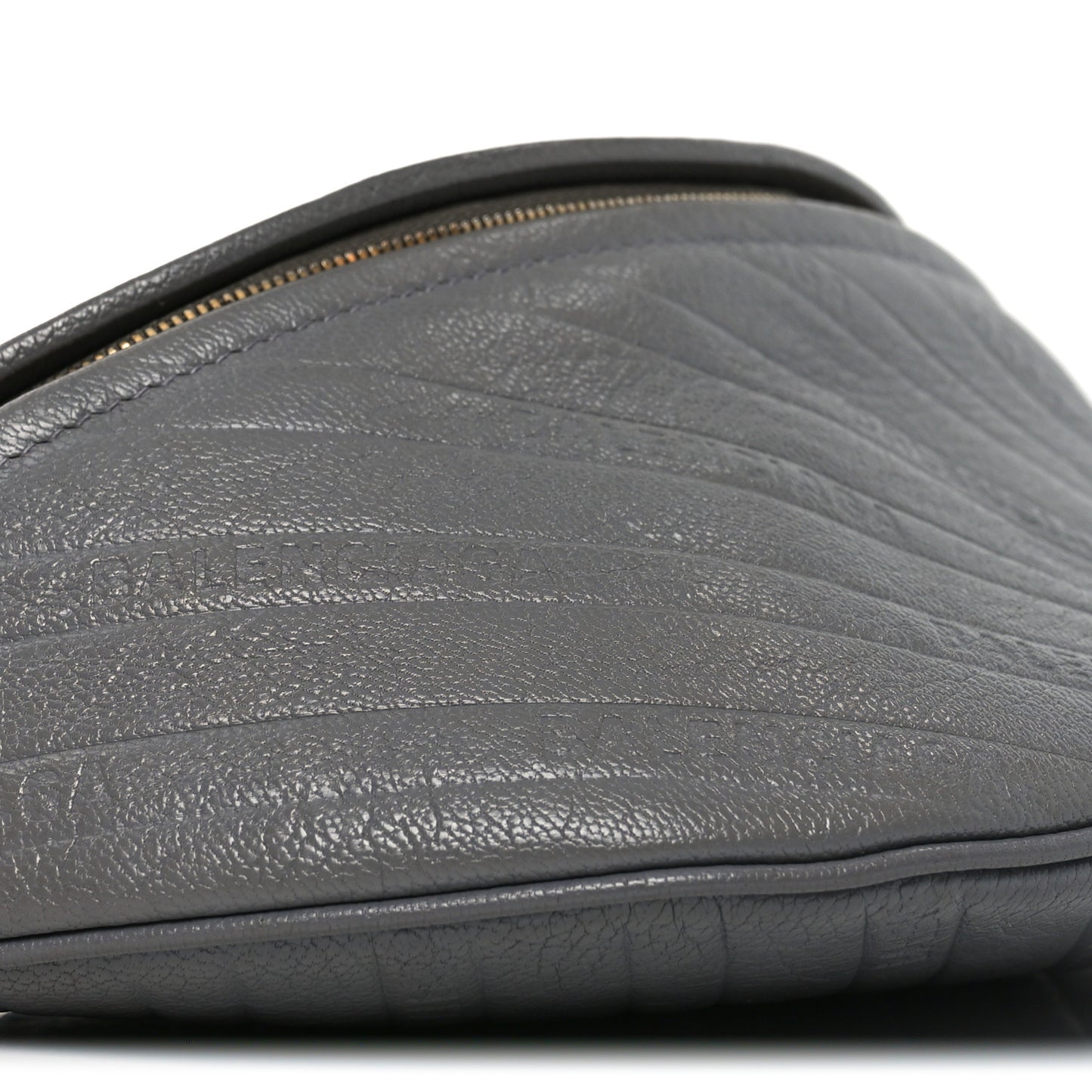 Shiny Goatskin Allover Logo Embossed XS Souvenir Belt Bag Gris