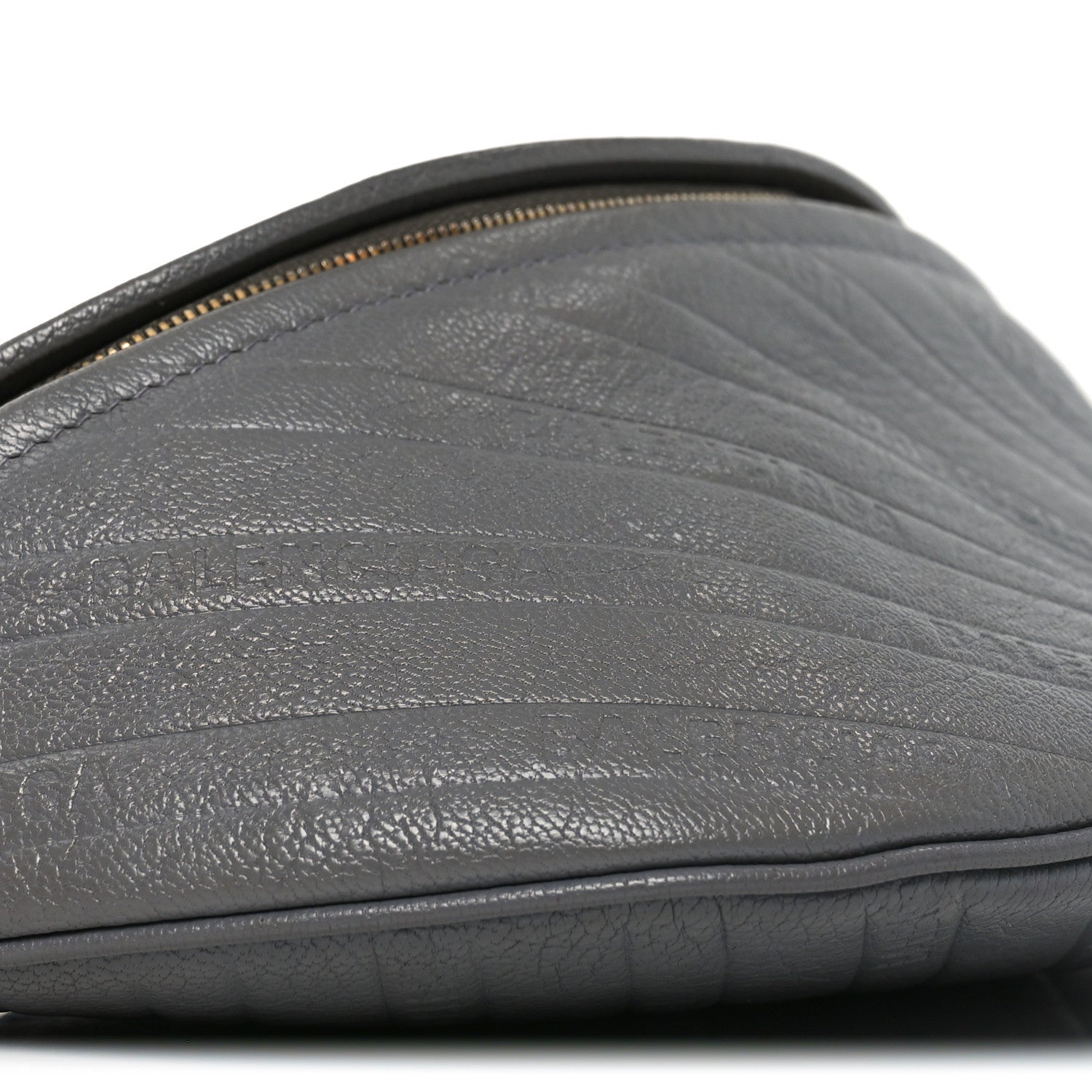Balenciaga Shiny Goatskin Allover Logo Embossed XS Souvenir Belt Bag Gris 8 of 9
