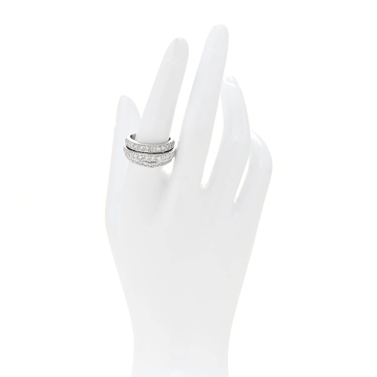 Parker & West by FASHIONPHILE 18K White Gold Diamond 2.45ctw Three-Row Ring 56 7.5 2 of 9