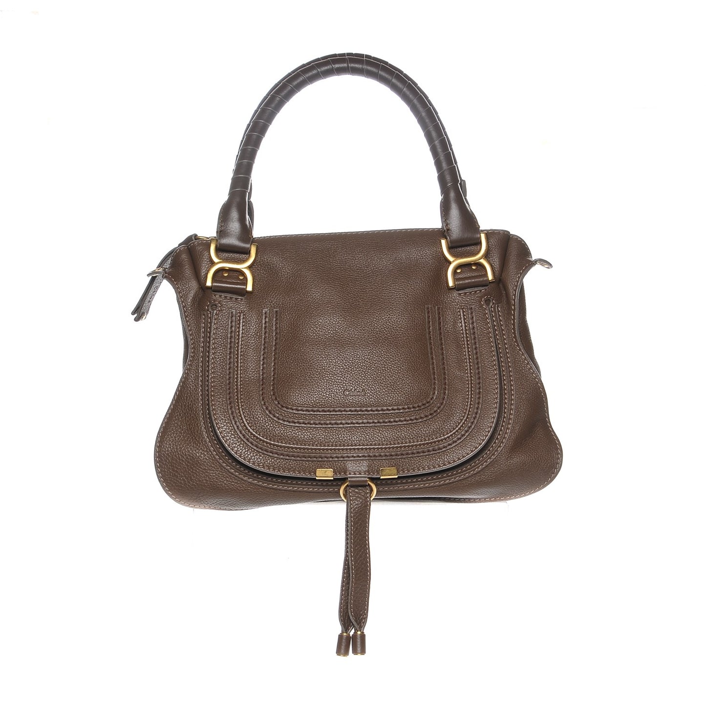 Calfskin Medium Marcie Satchel Brown Seed