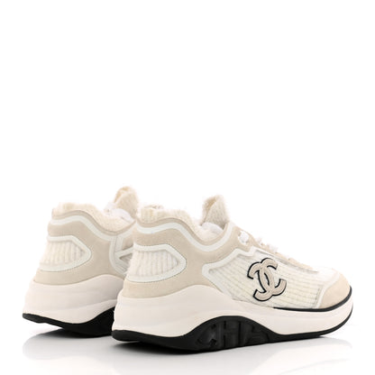 Chanel Fabric Calfskin Suede CC Womens Sneakers 38.5 White 4 of 16