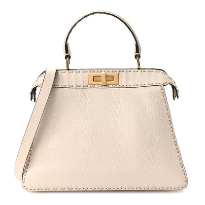 Fendi Vitello Granato Camoscio Selleria Macro Stitchings Medium Peekaboo I SEE U Satchel Camelia 1 of 11