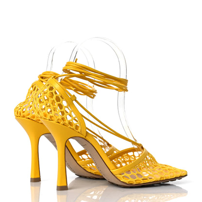 Bottega Veneta Mesh Nappa Stretch Ankle Tie Sandals 37 Egg Yolk 4 of 7