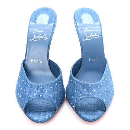 Christian Louboutin Denim Strass Me Dolly 100mm Sandals 38.5 Blue 3 of 8