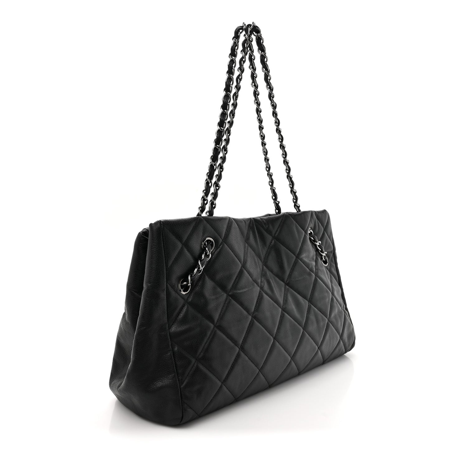 Soft Caviar Quilted Large Cells Tote Black