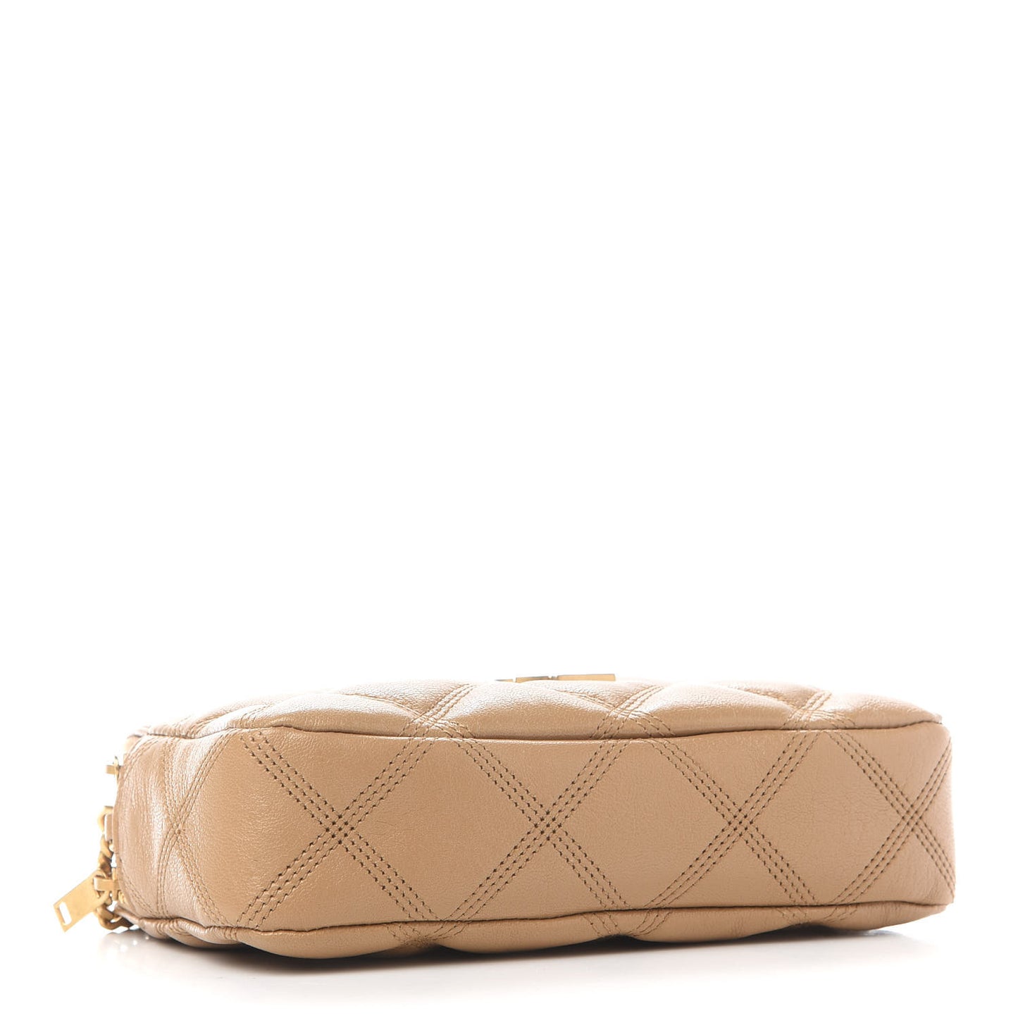 Grained Lambskin Quilted Mini Becky Double Zip Bag Dark Beige