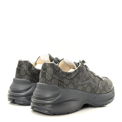Gucci GG Supreme Monogram Apollo Calfskin Mens Rhyton Sneakers 8 Grey Black Graphite Grey 4 of 10