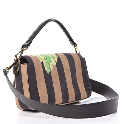 Fendi Nubuck Pequin Floral Print Baguette Tobacco Moro Ebano 3 of 13