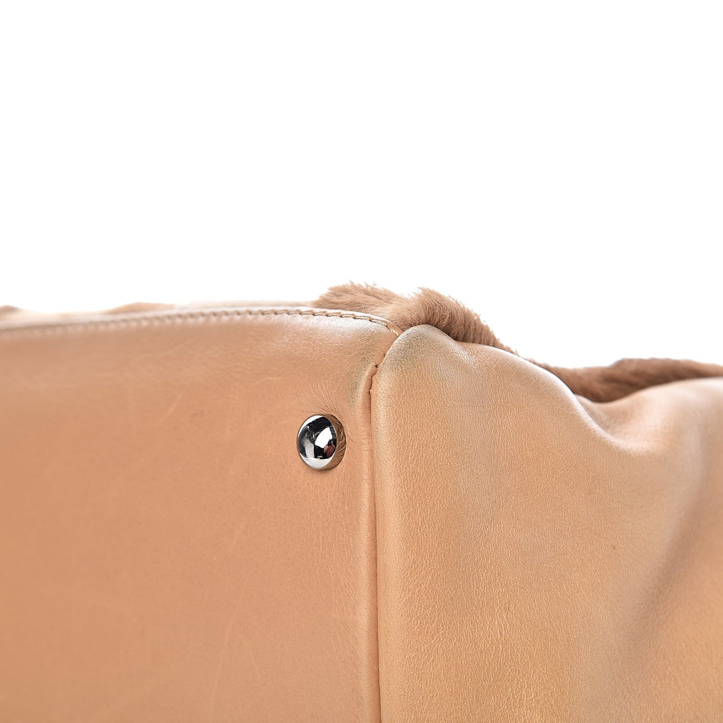 Lambskin Pony Hair Shoulder Bag Beige