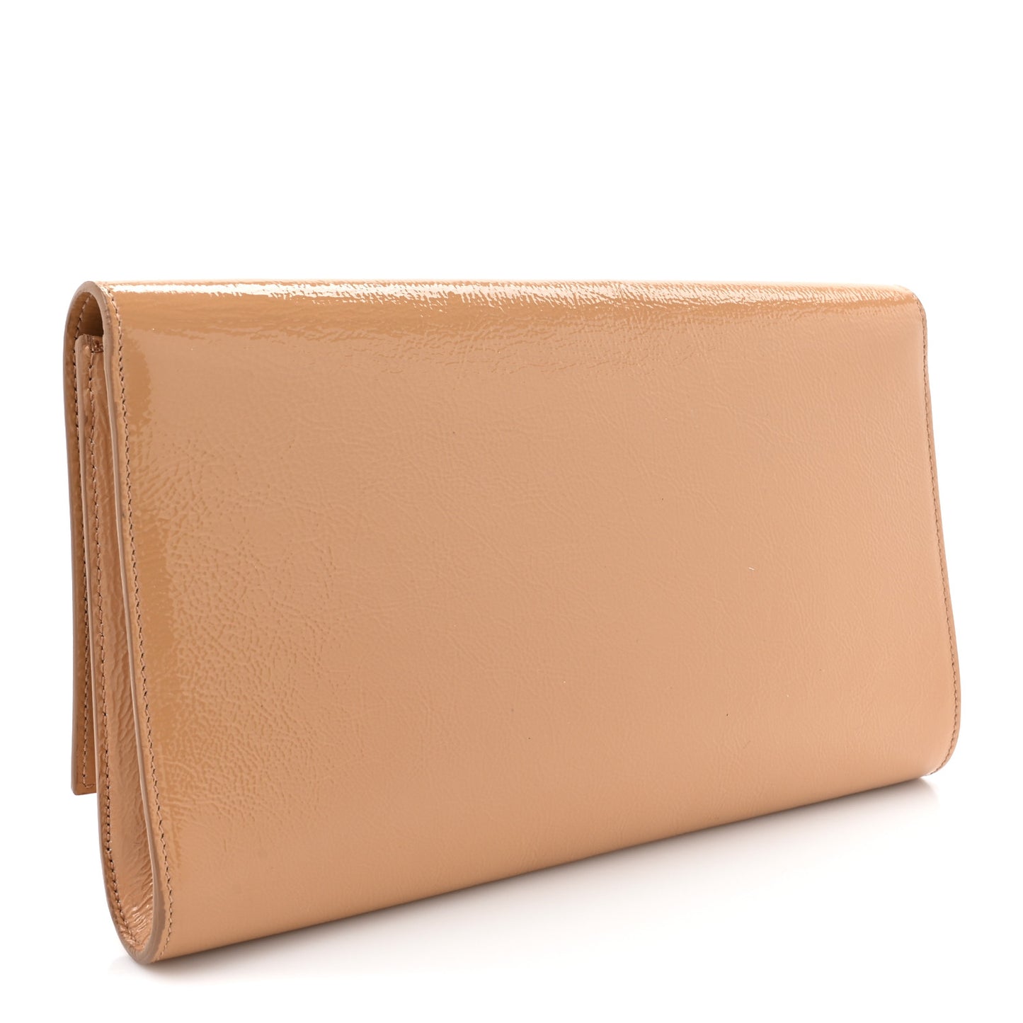Textured Patent Calfskin Monogram Large Belle De Jour Clutch Beige