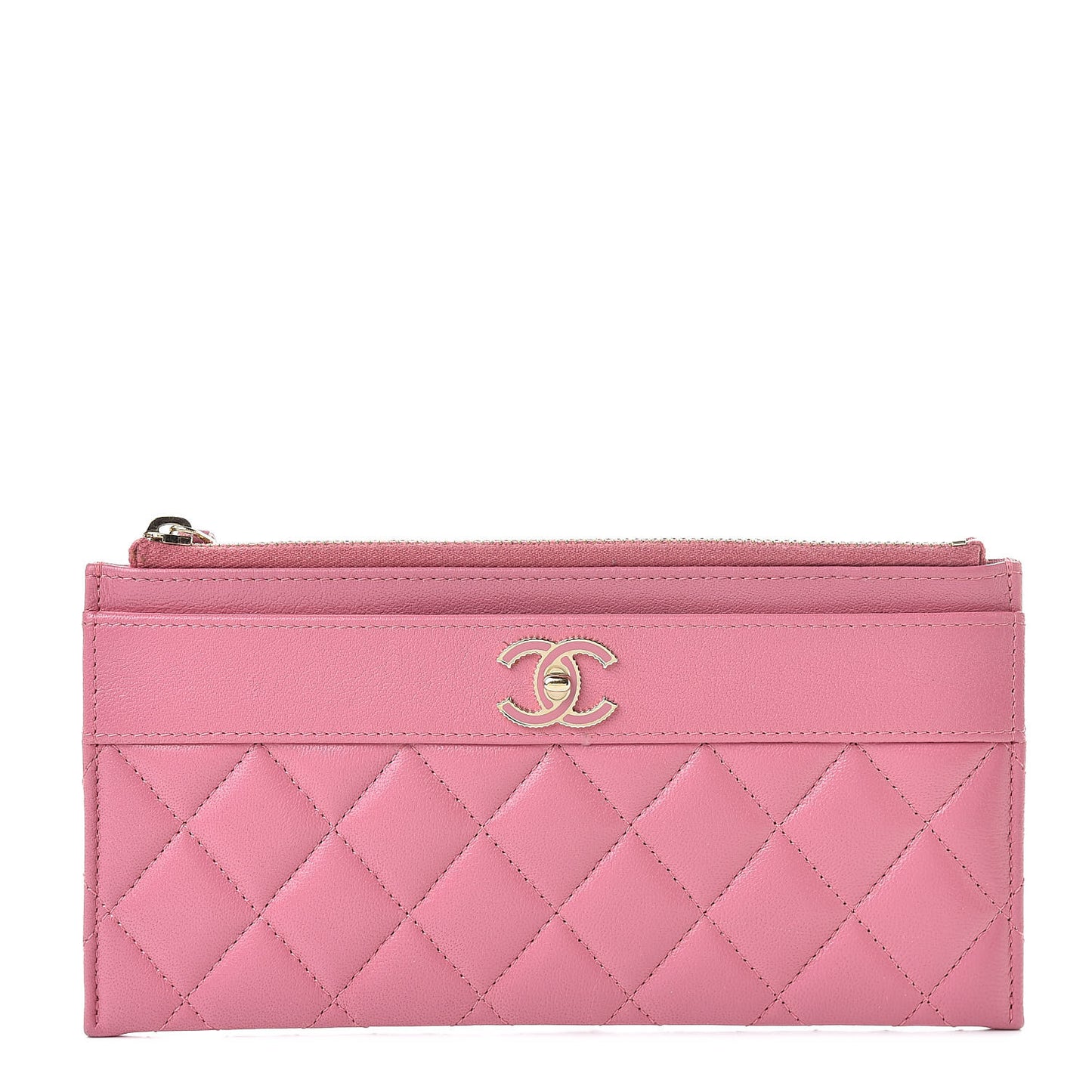 Sheepskin Quilted Mademoiselle Vintage Zip Pouch Pink