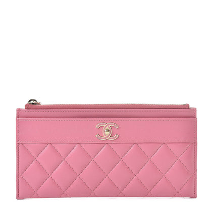 Chanel Sheepskin Quilted Mademoiselle Vintage Zip Pouch Pink 1 of 7