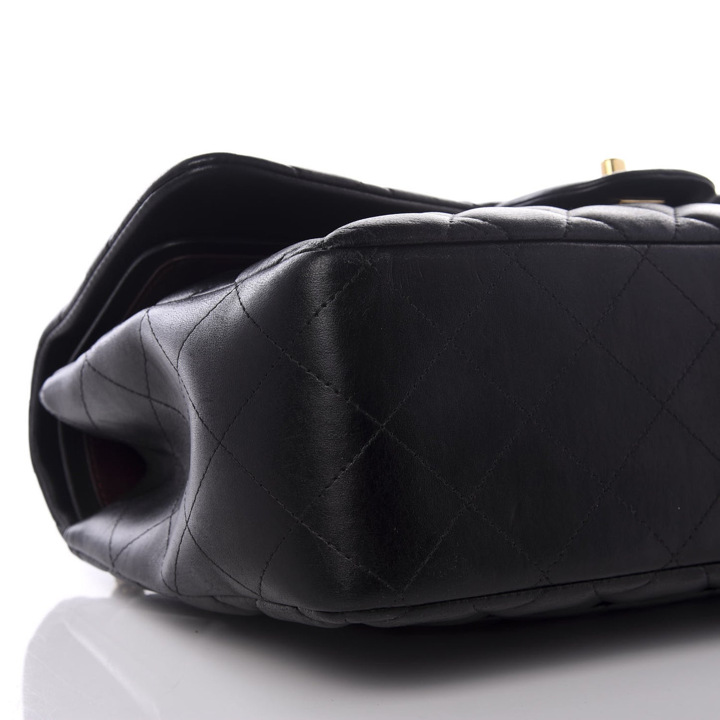 Lambskin Quilted Jumbo Double Flap Black