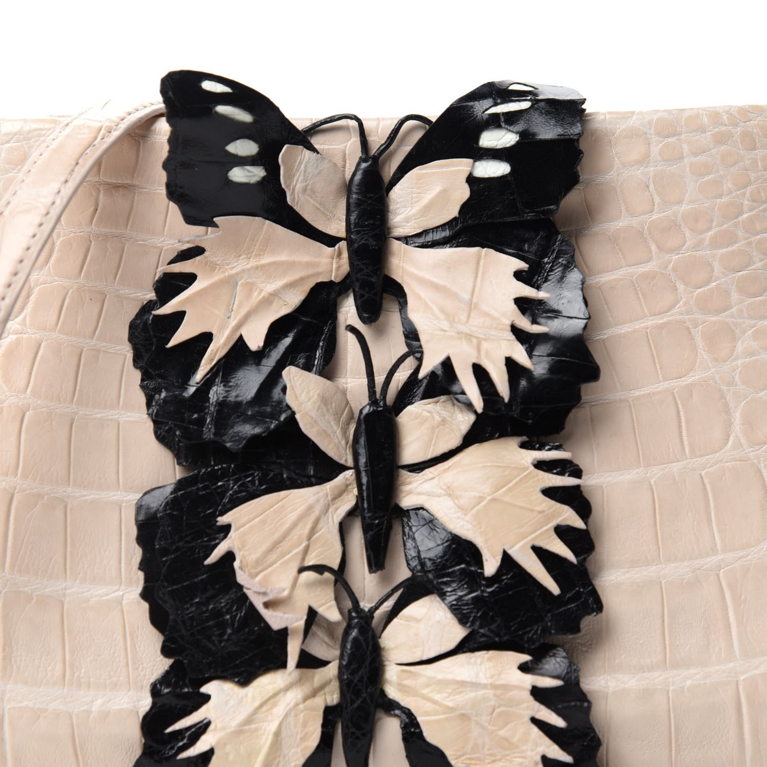 Nancy Gonzalez Crocodile Butterfly Small Clutch Bag Blush Black 10 of 10