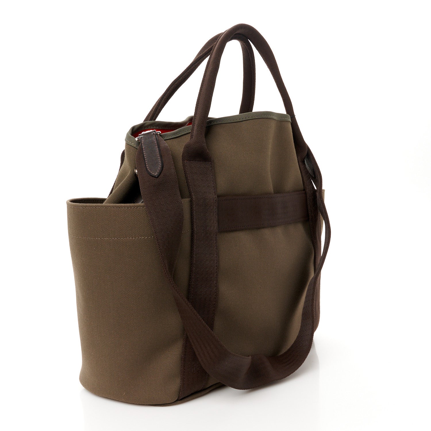 Hermes Toile Sac De Pansage Groom Kaki Feu 4 of 13