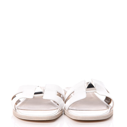 Hermes Box Calfskin Clous Pyramide Oran Sandals 39.5 White 2 of 9