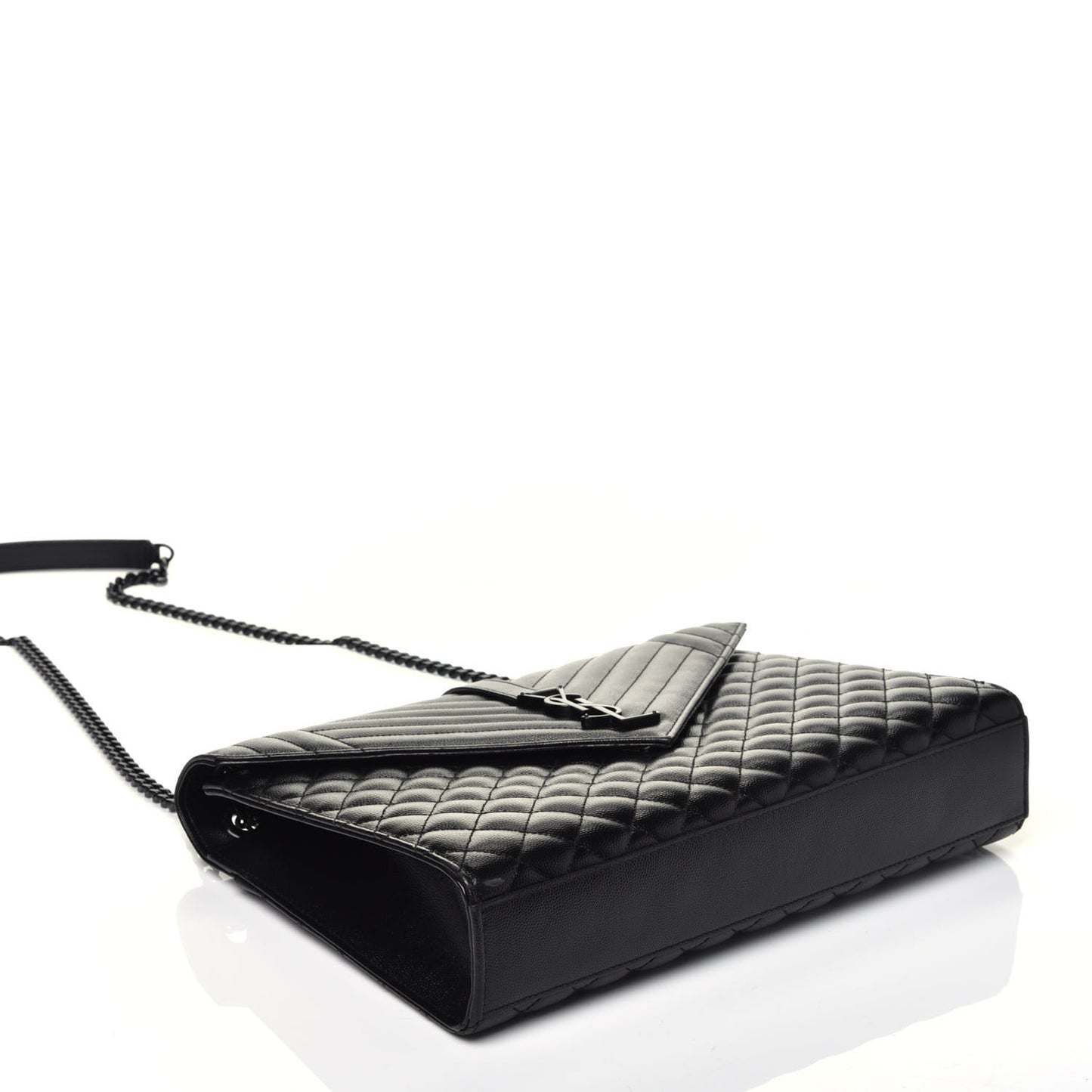 Grain De Poudre Textured Mixed Matelasse Large Triquilt Monogram Monochrome Satchel Black