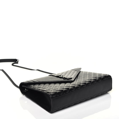 Saint Laurent Grain De Poudre Textured Mixed Matelasse Large Triquilt Monogram Monochrome Satchel Black 5 of 11