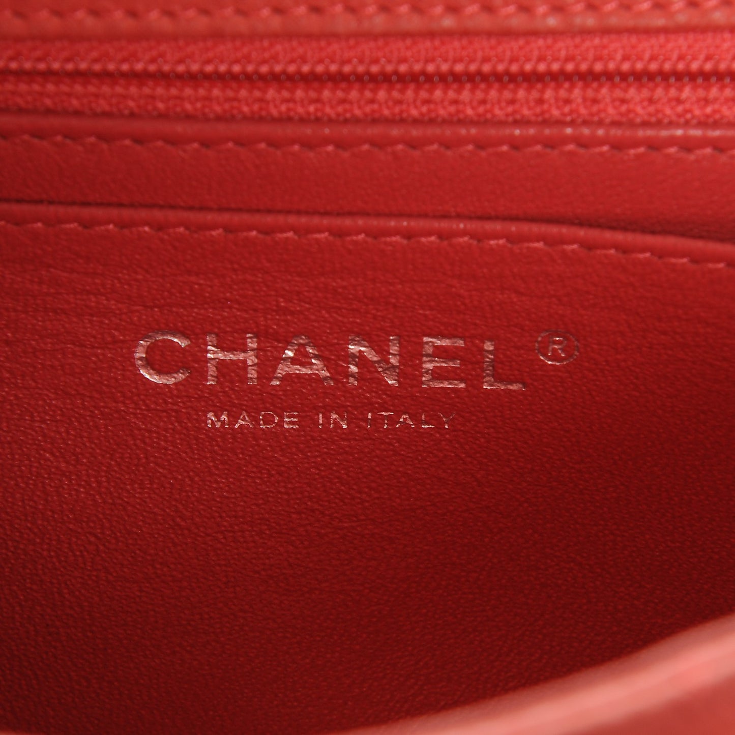 Caviar Quilted Mini Rectangular Flap Coral