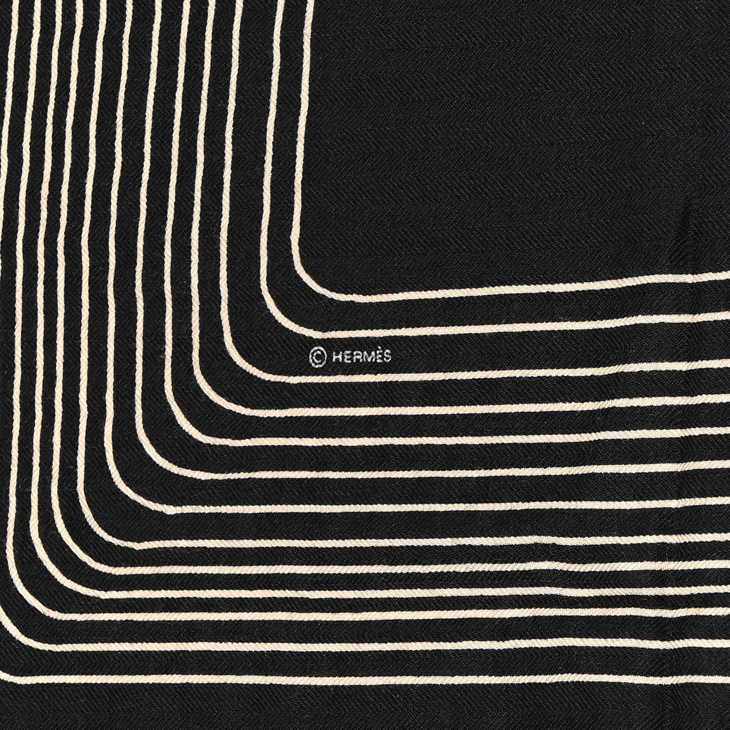 Cashmere Silk Pegase Paysage Shawl 140 Black Beige