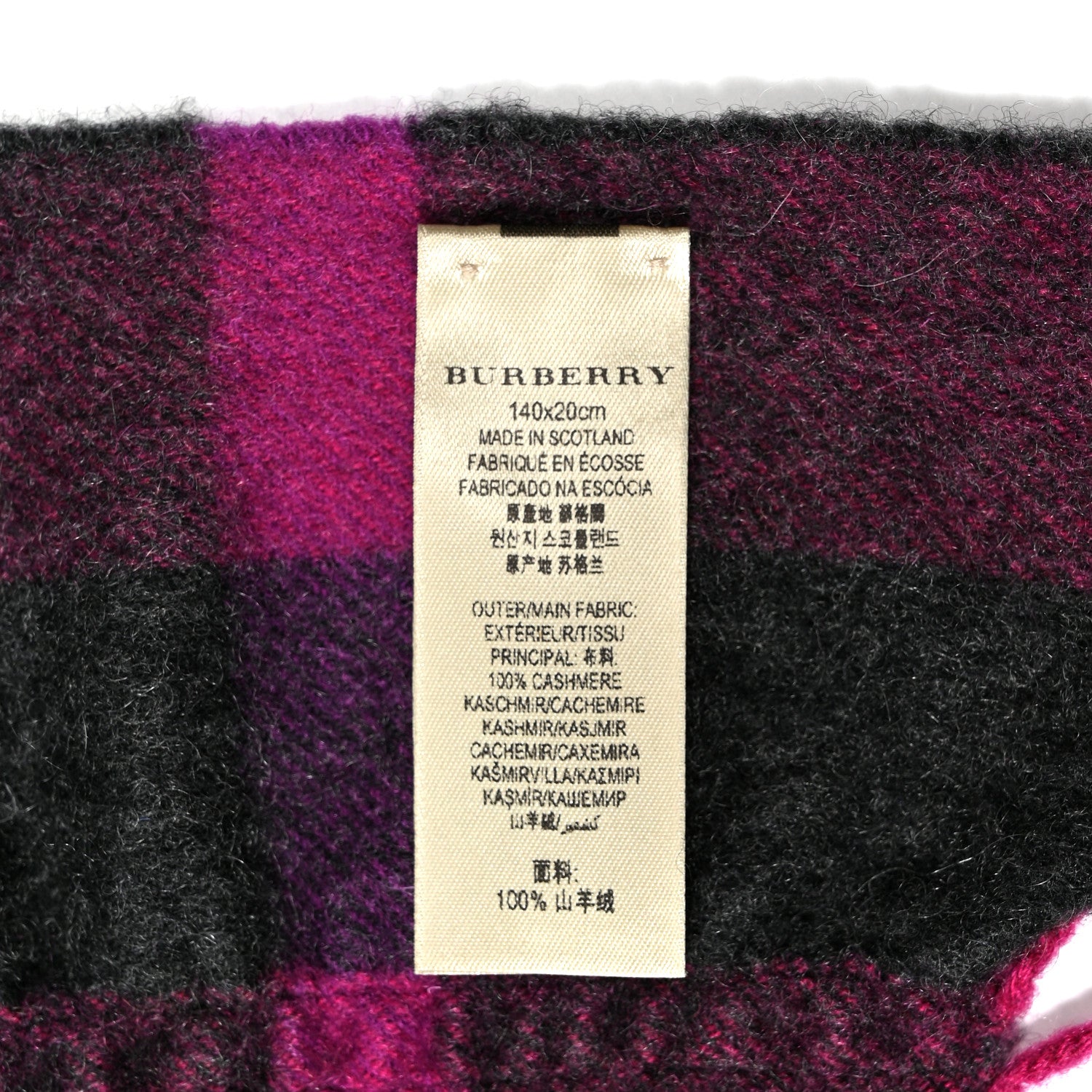 Burberry Cashmere Check Fringe Scarf Pink 4 of 4