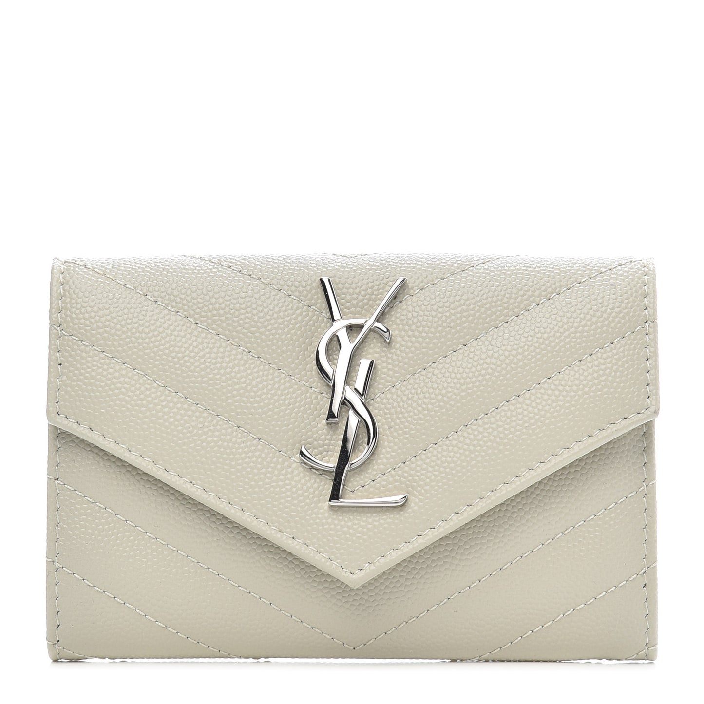 Grain De Poudre Matelasse Chevron Small Monogram Envelope Wallet Crema Soft