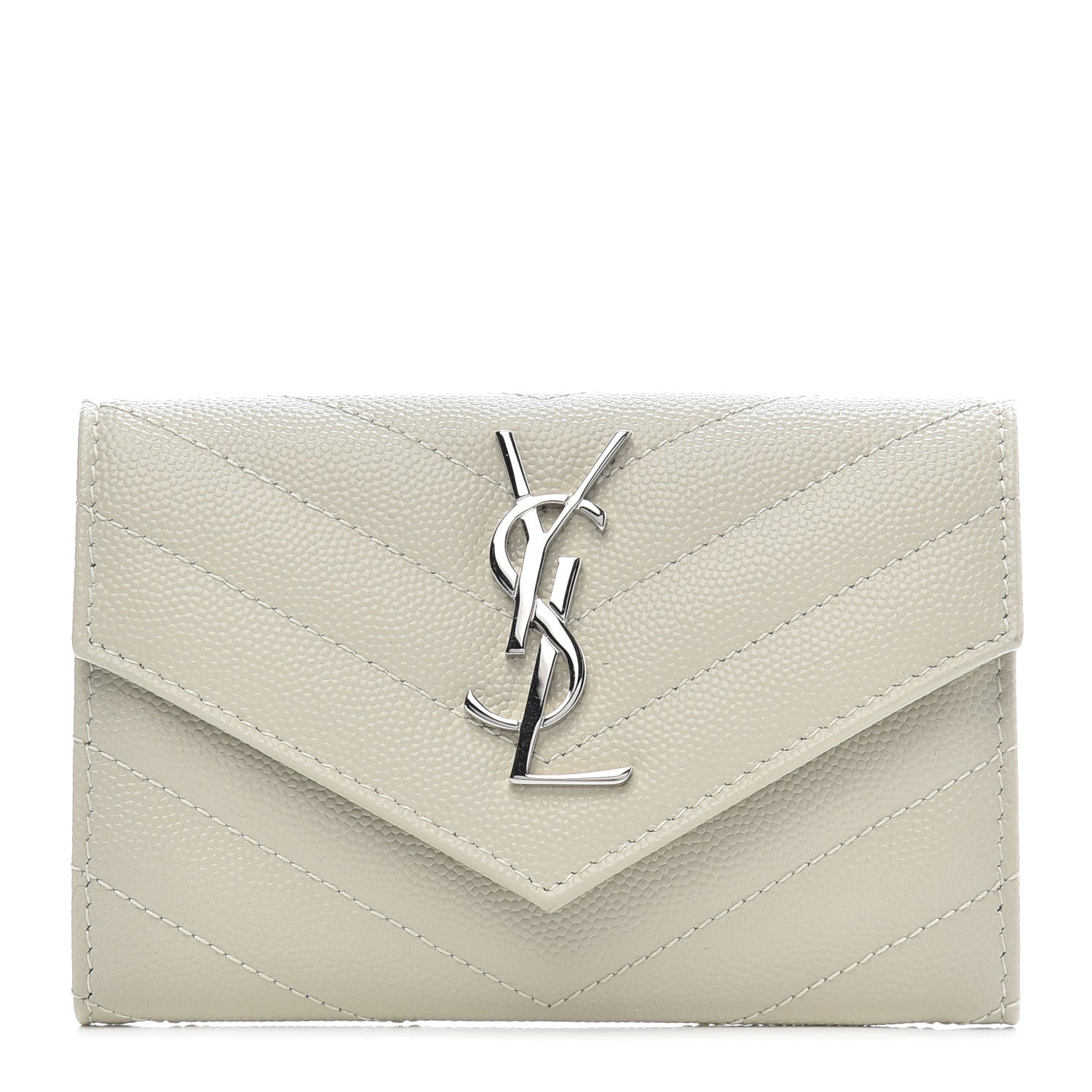Saint Laurent Grain De Poudre Matelasse Chevron Small Monogram Envelope Wallet Crema Soft 1 of 11