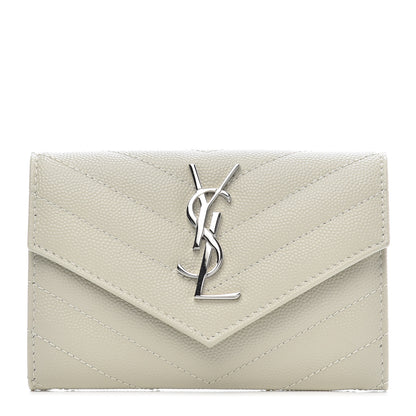 Saint Laurent Grain De Poudre Matelasse Chevron Small Monogram Envelope Wallet Crema Soft 1 of 11