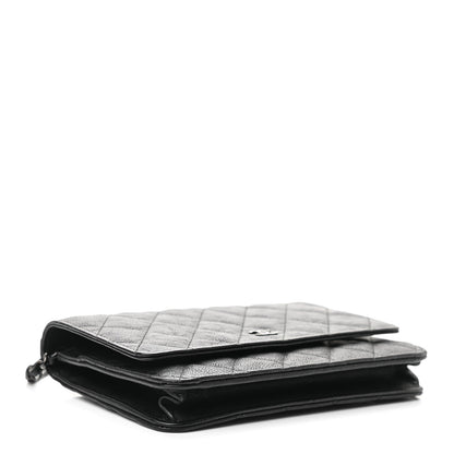 Chanel Crumpled Calfskin Quilted Wallet On Chain WOC So Black 3 of 12