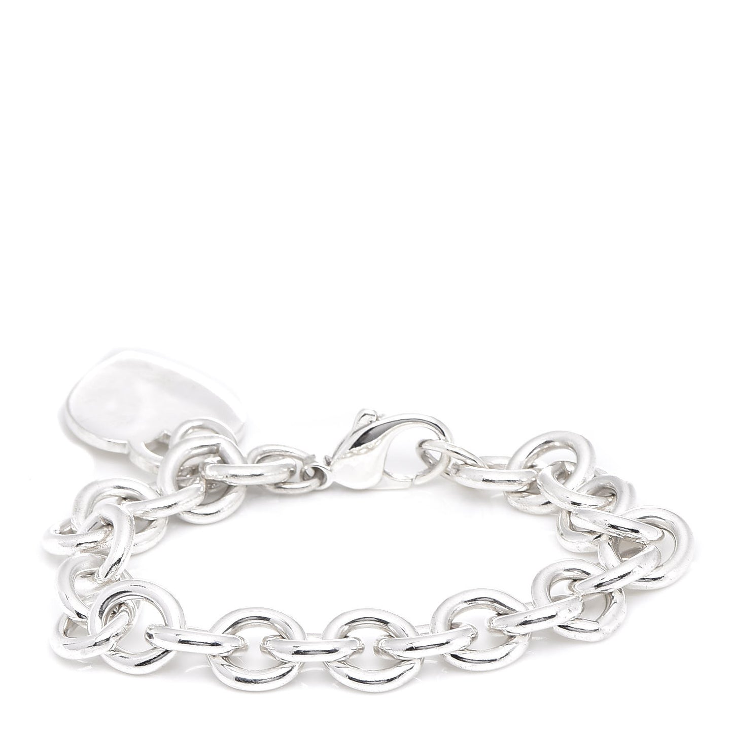 Sterling Silver Heart Tag Charm Bracelet