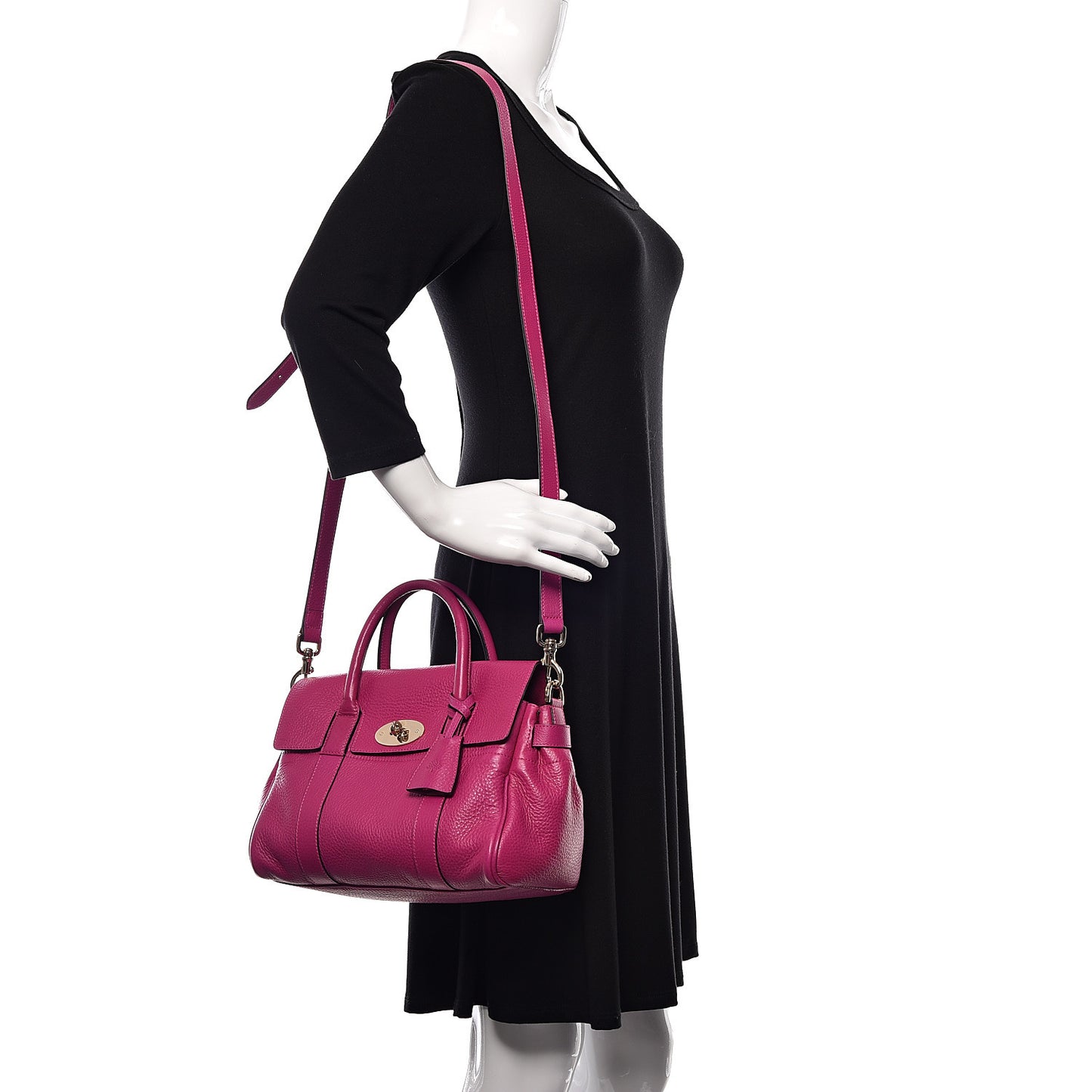 Spongy Pebbled Small Bayswater Satchel Hot Fuchsia