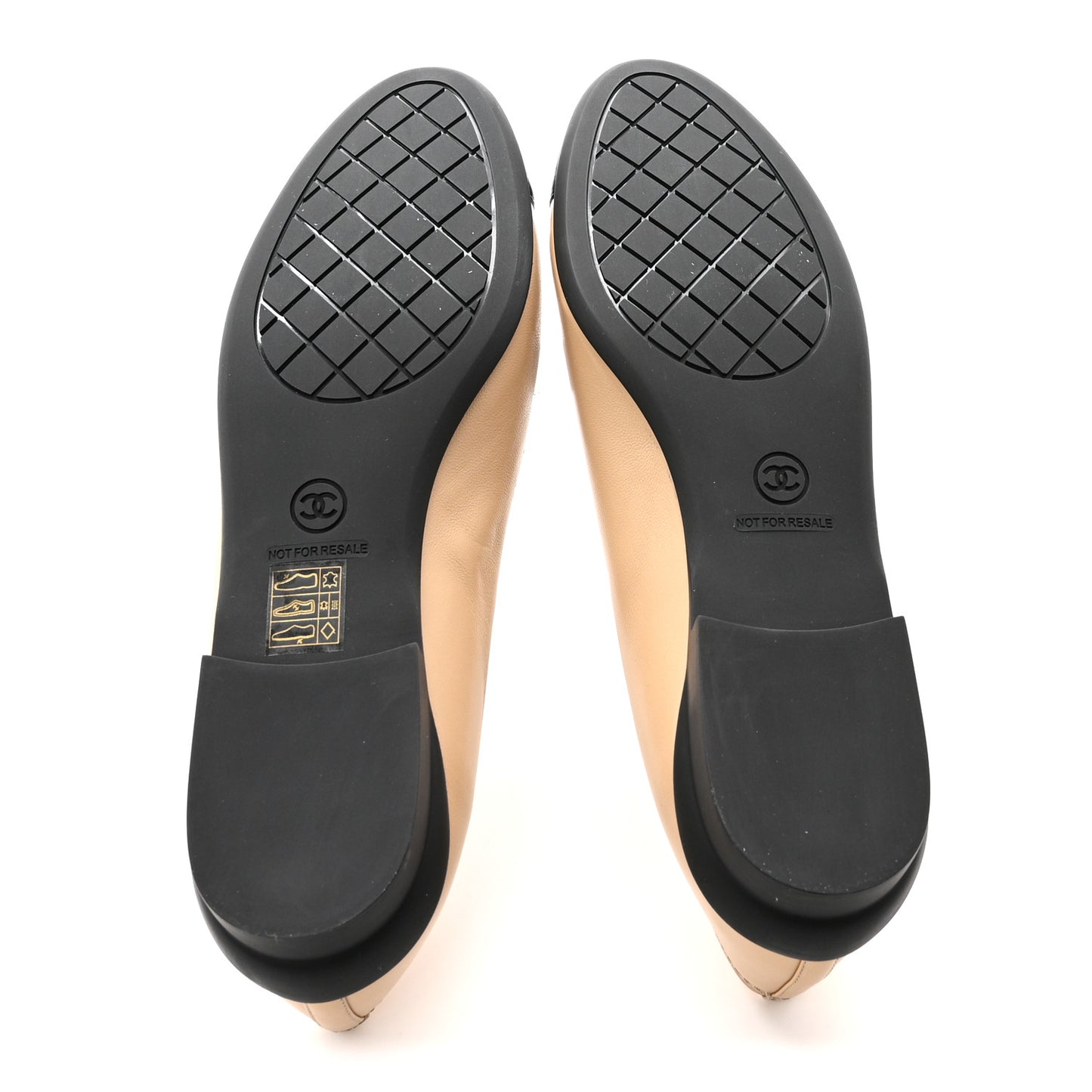Lambskin Cap Toe CC Uniform Ballerina Flats 40 Beige Black